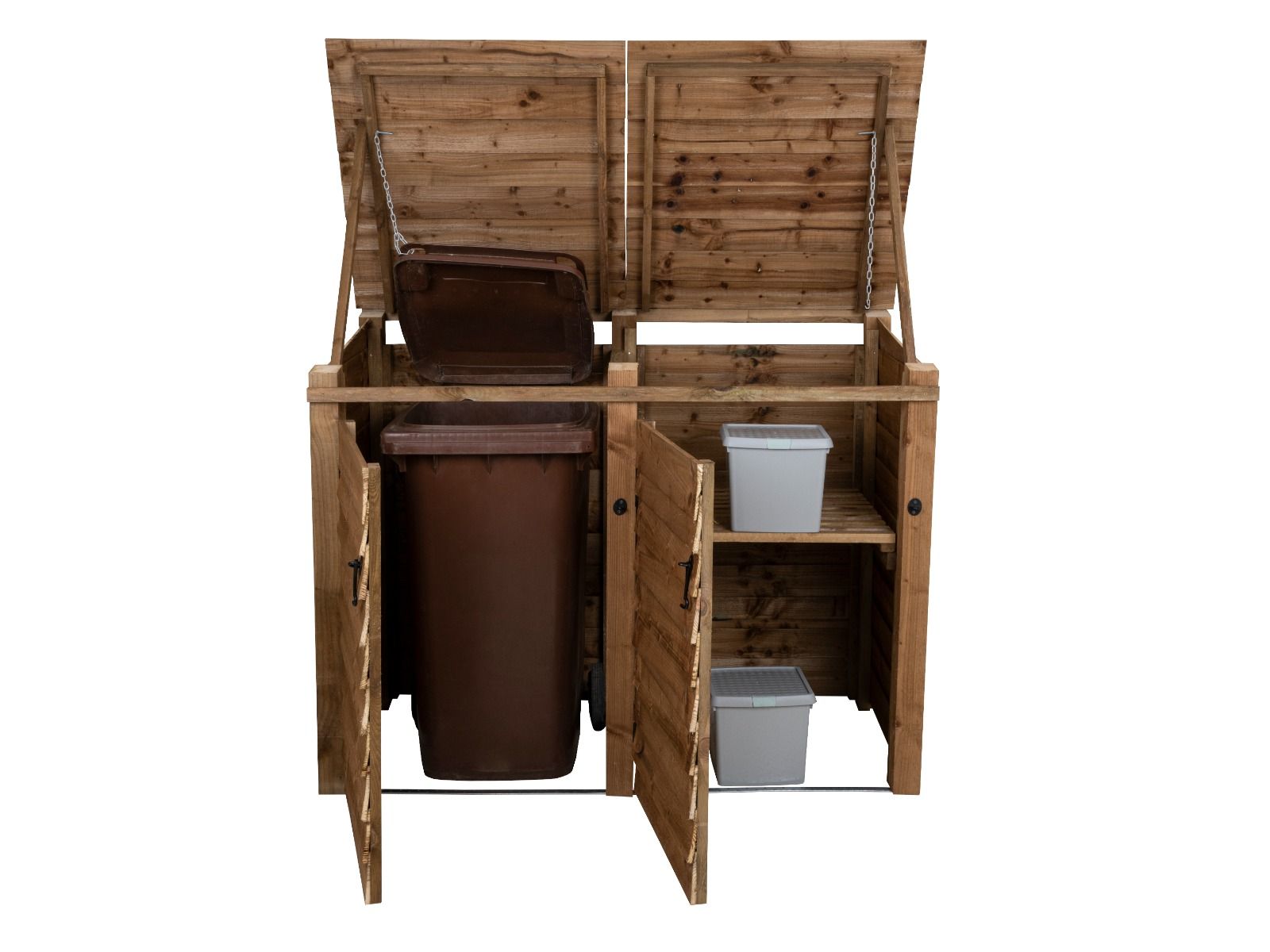 Wooden Wheelie Bin Store, Brown Finish