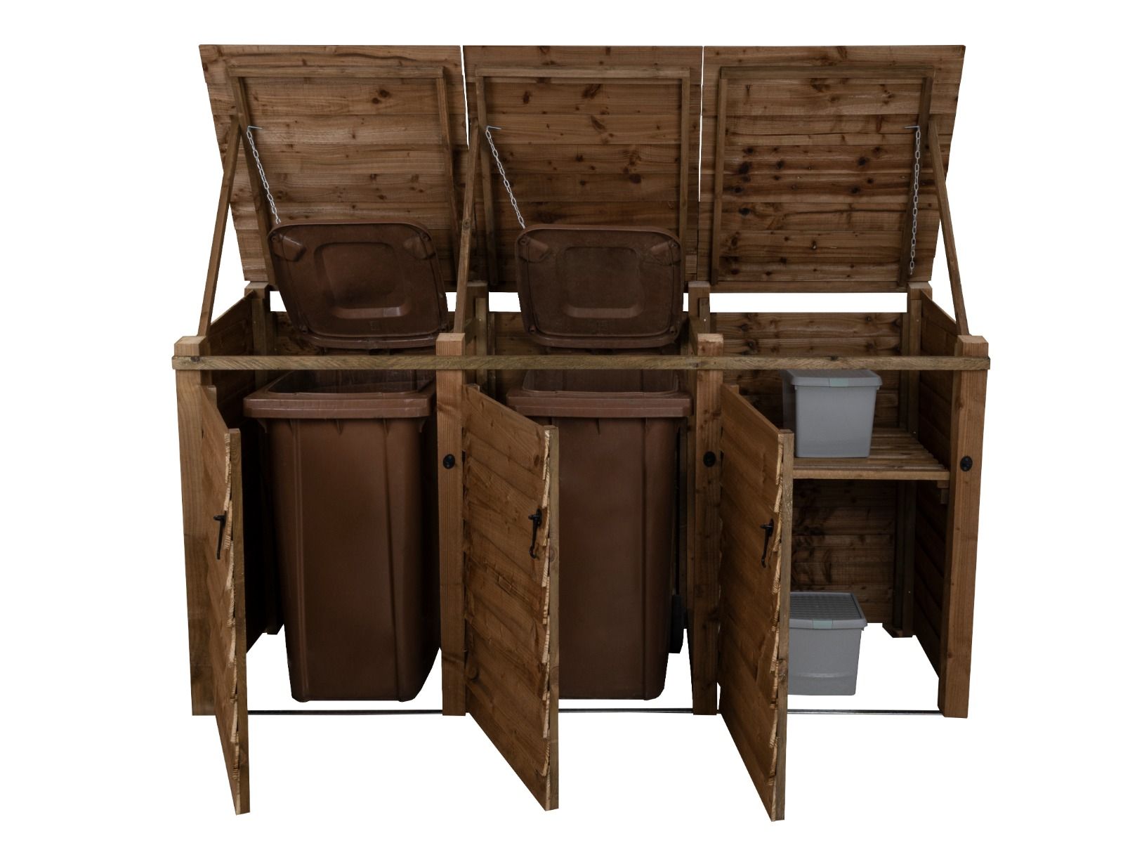 Wooden Wheelie Bin Store, Brown Finish
