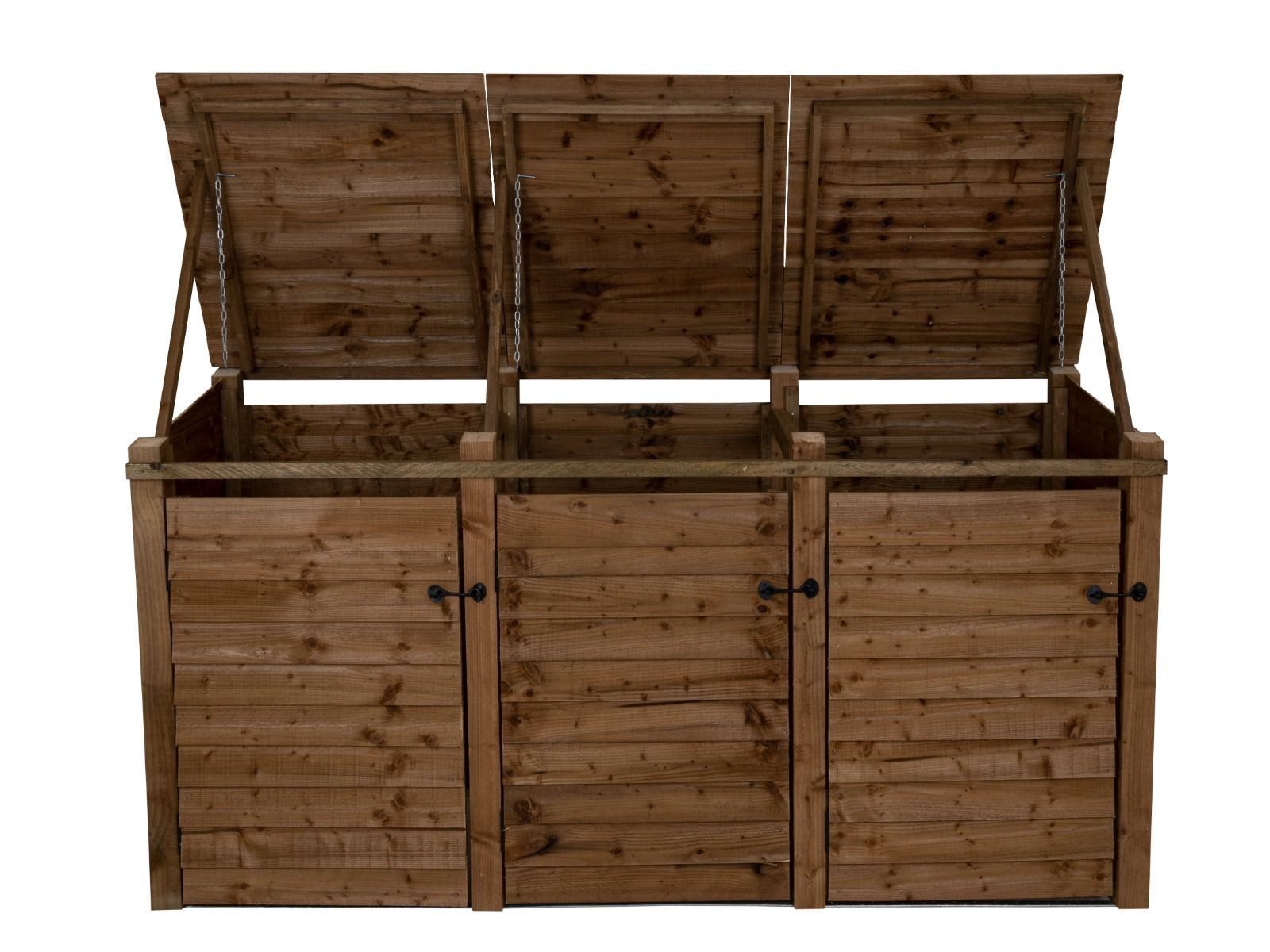 Wooden Wheelie Bin Store, Brown Finish