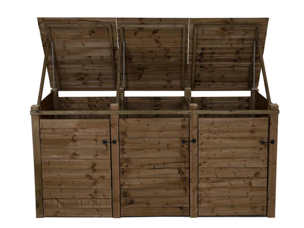 Wooden Wheelie Bin Store, Brown Finish