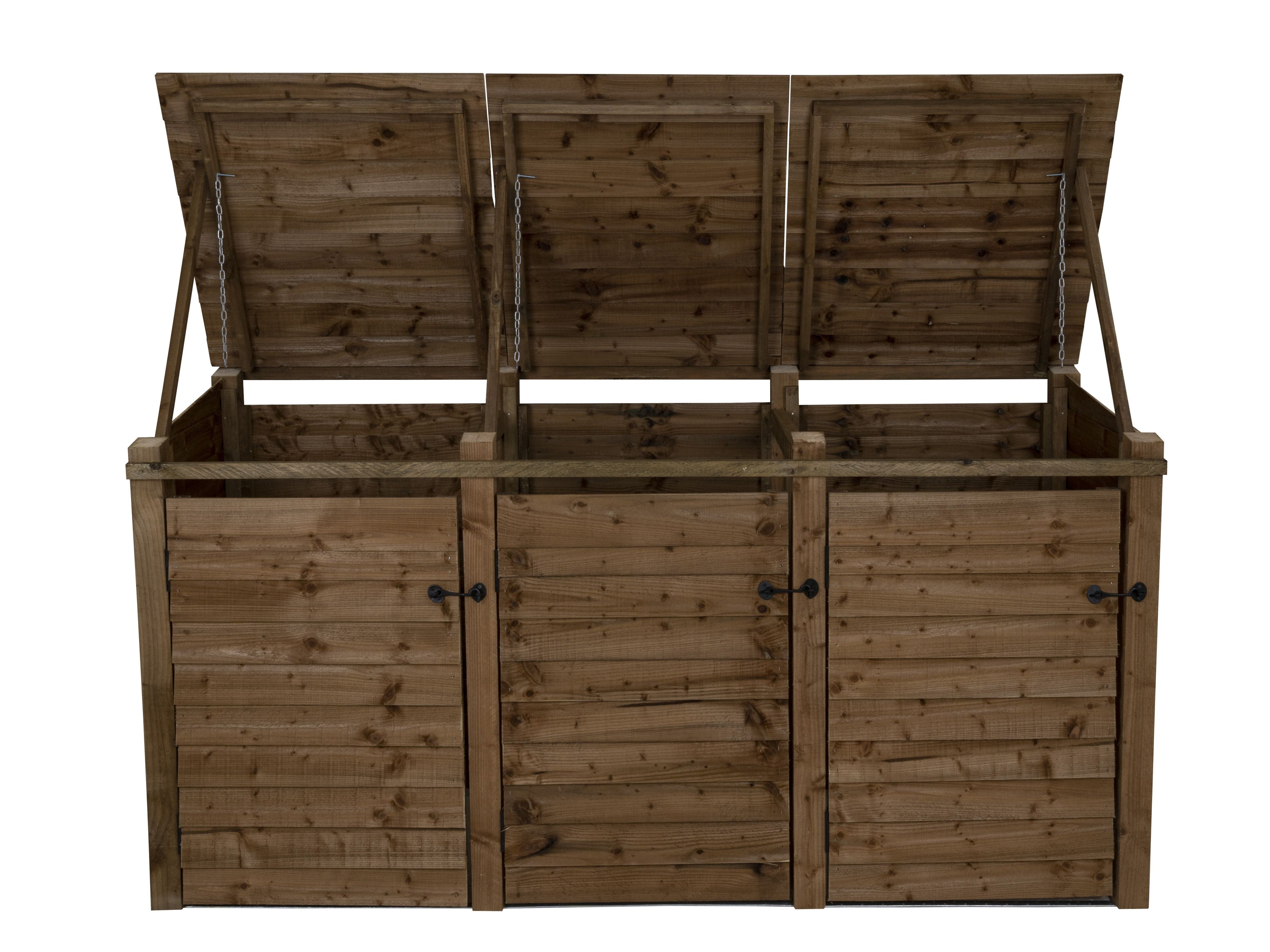 Wooden Wheelie Bin Store, Brown Finish