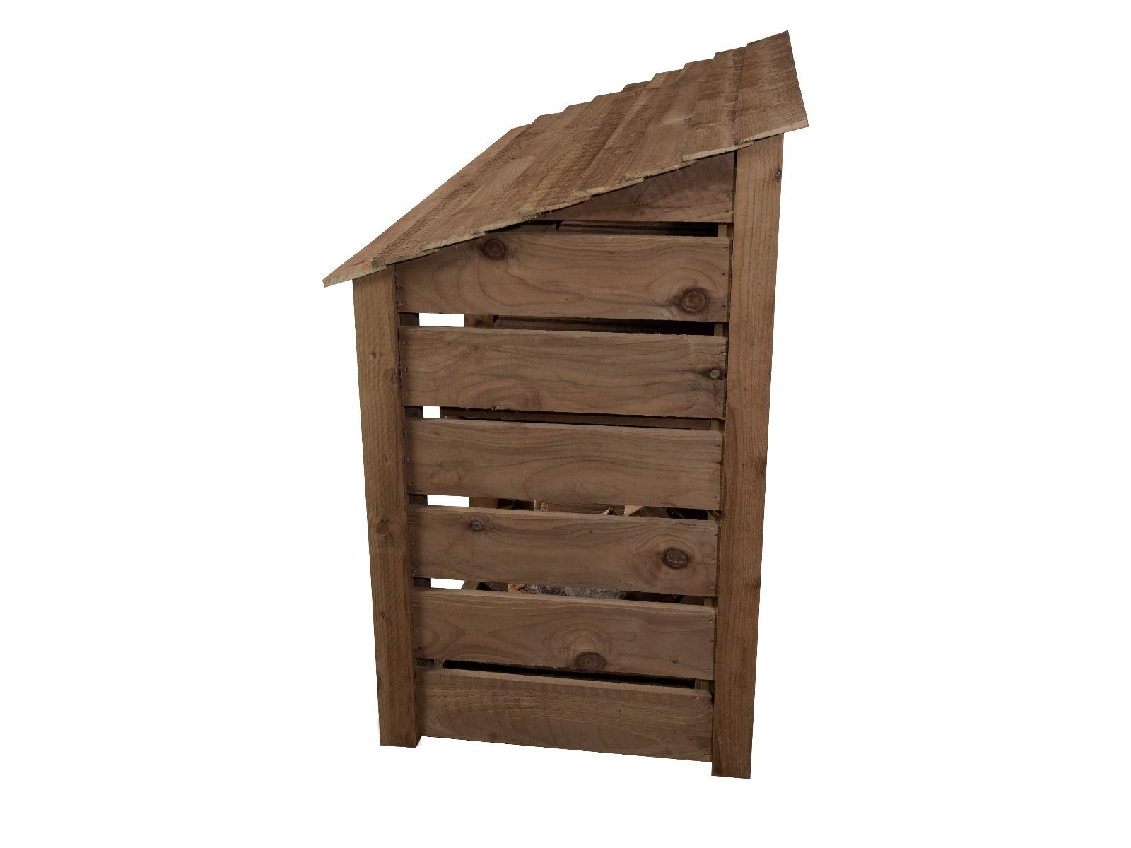 Slatted Wooden Log Store with Doors W-187cm, H-126cm or 180cm, D-88cm - Brown Finish