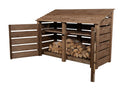 Slatted Wooden Log Store with Doors And Shelf W-187cm, H-126cm or 180cm, D-88cm - Brown Finish
