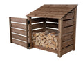 Slatted Wooden Log Store with Door W-119cm, H-126cm or 180cm, D-88cm - Brown Finish
