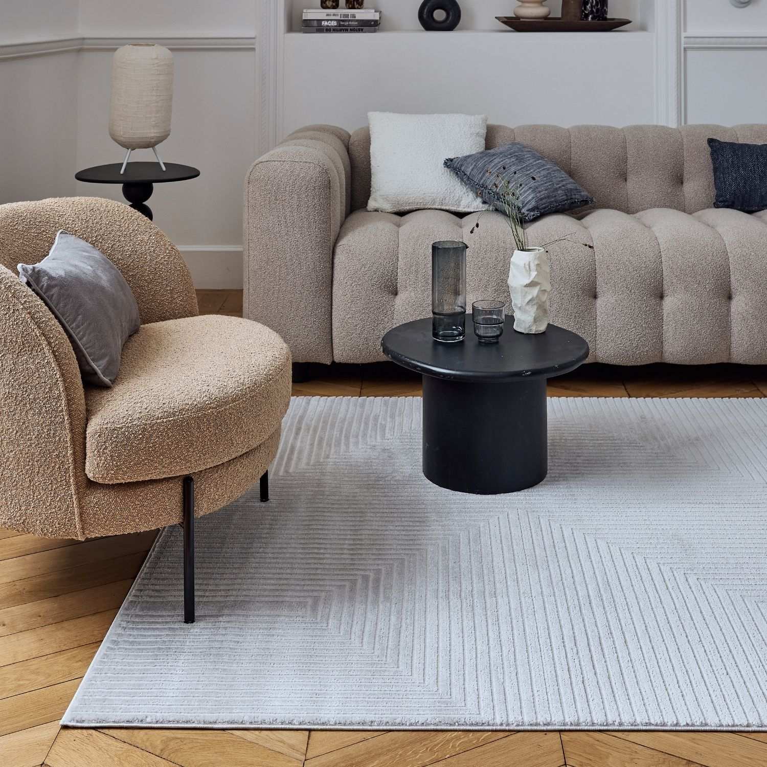 Carmel Grey-Cream Geometric Rug | 6050