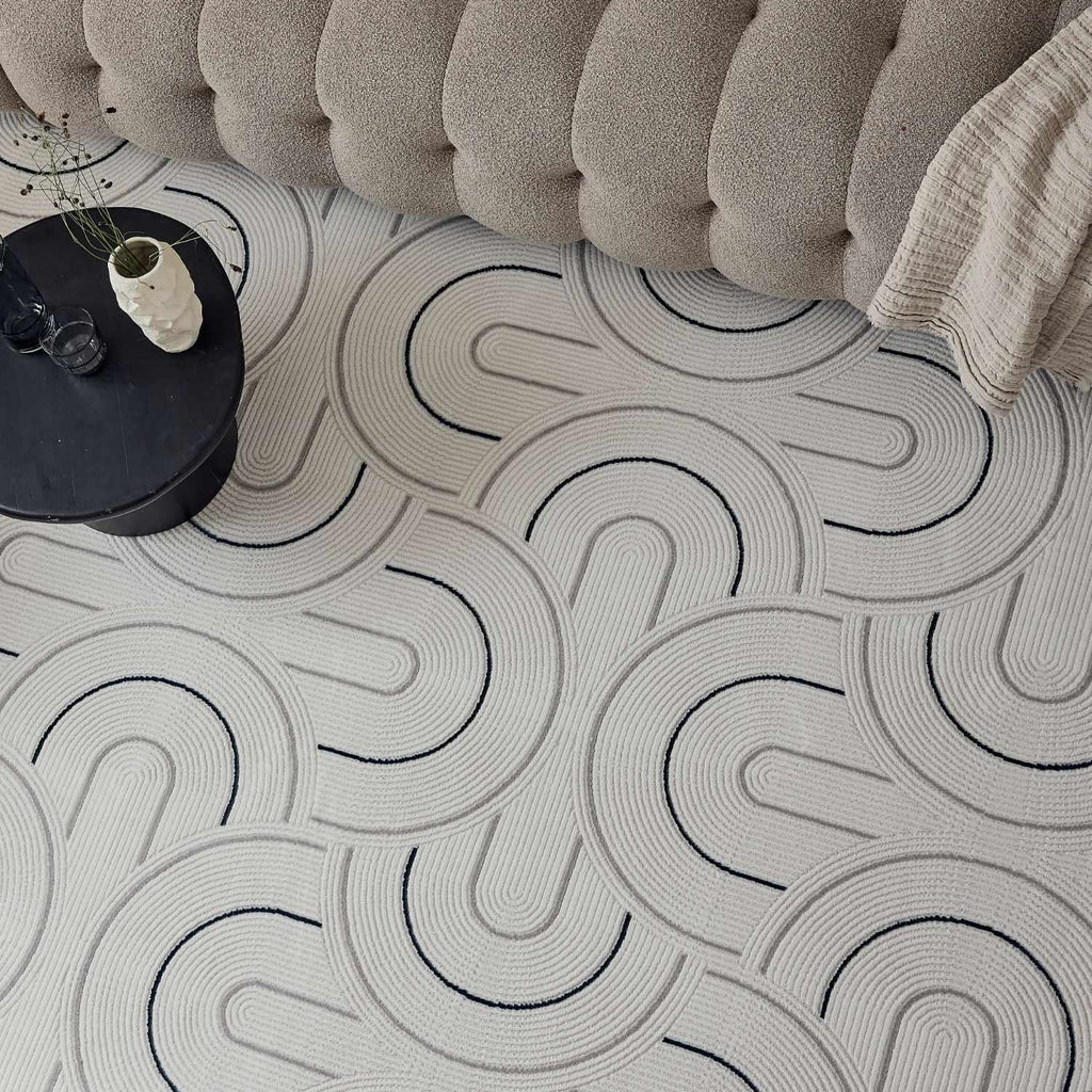 Carmel Cream-Blue Geometric Rug | 6070