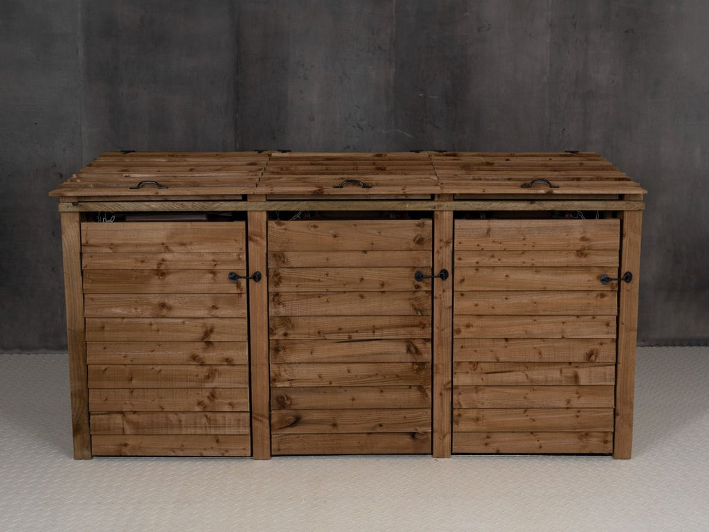Wooden Wheelie Bin Store, Brown Finish
