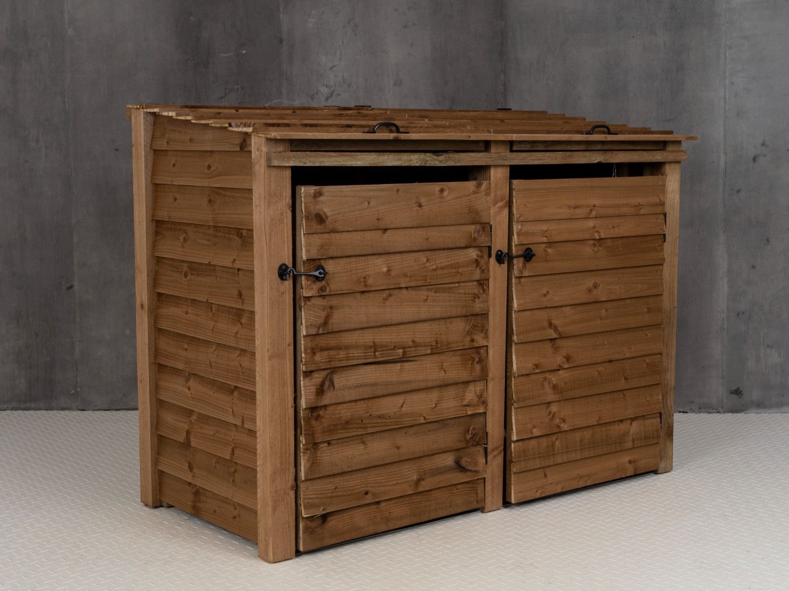 Wooden Wheelie Bin Store, Brown Finish