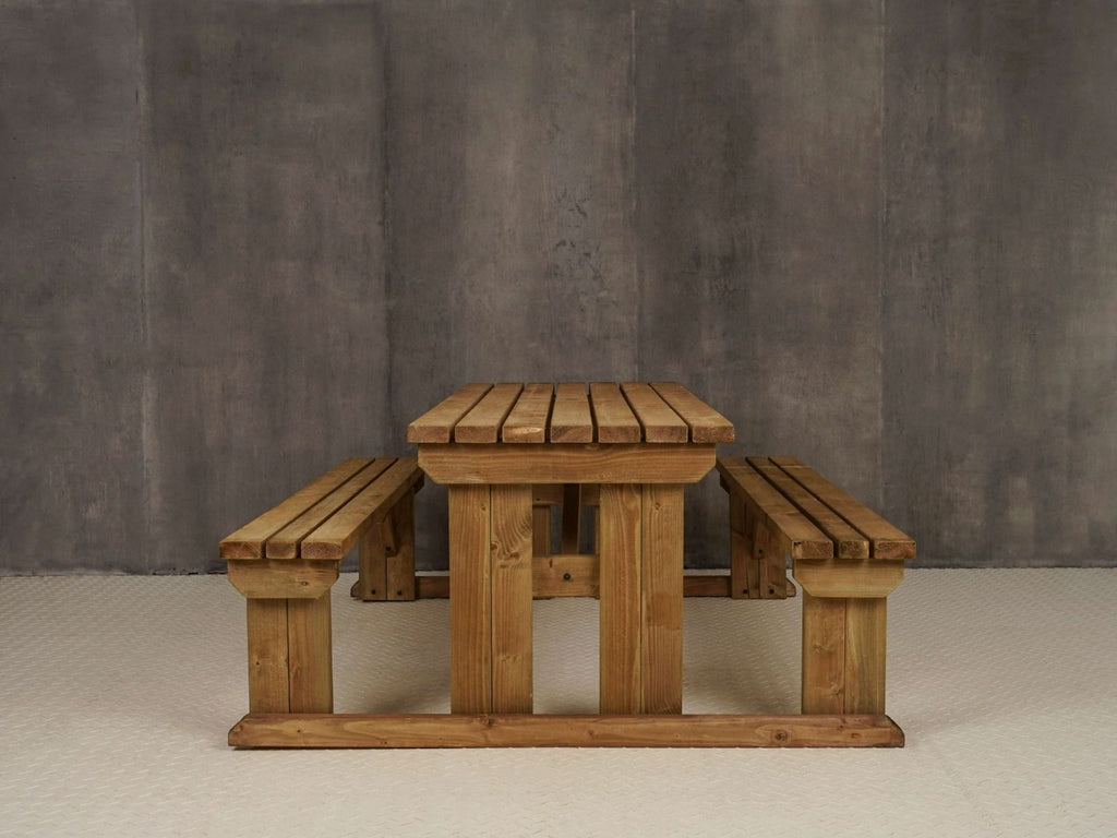 Abies Picnic Table Benches Set - Rustic Finish