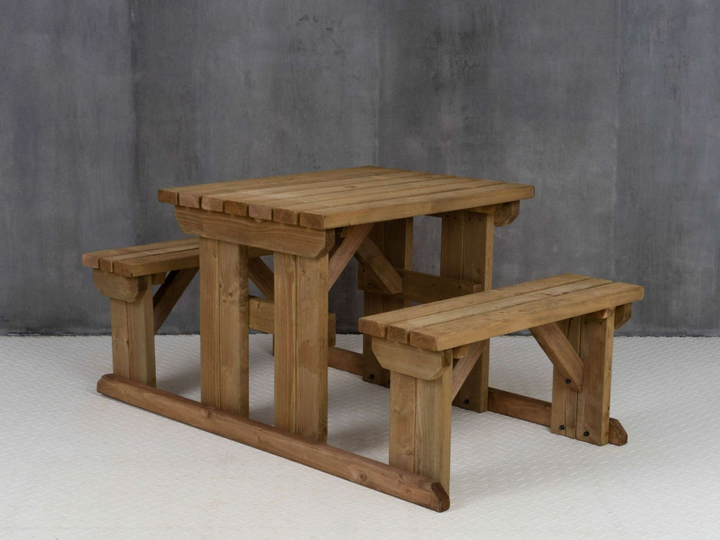 Abies Picnic Table Benches Set - Rustic Finish