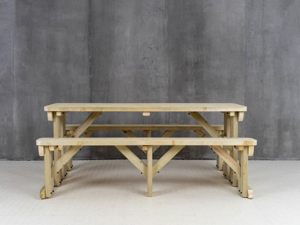 Abies Rounded Picnic Table and Benches Set