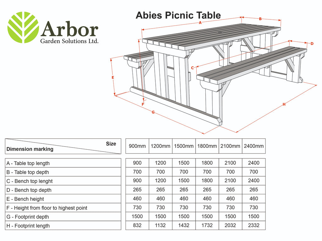 Abies Rounded Picnic Table and Benches Set