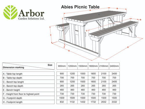Abies Rounded Picnic Table and Benches Set