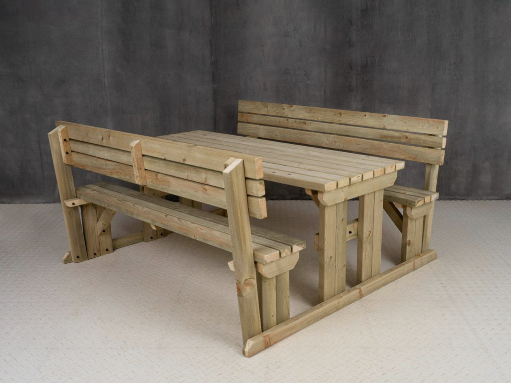 Alders Picnic Table Benches Set With Backrest