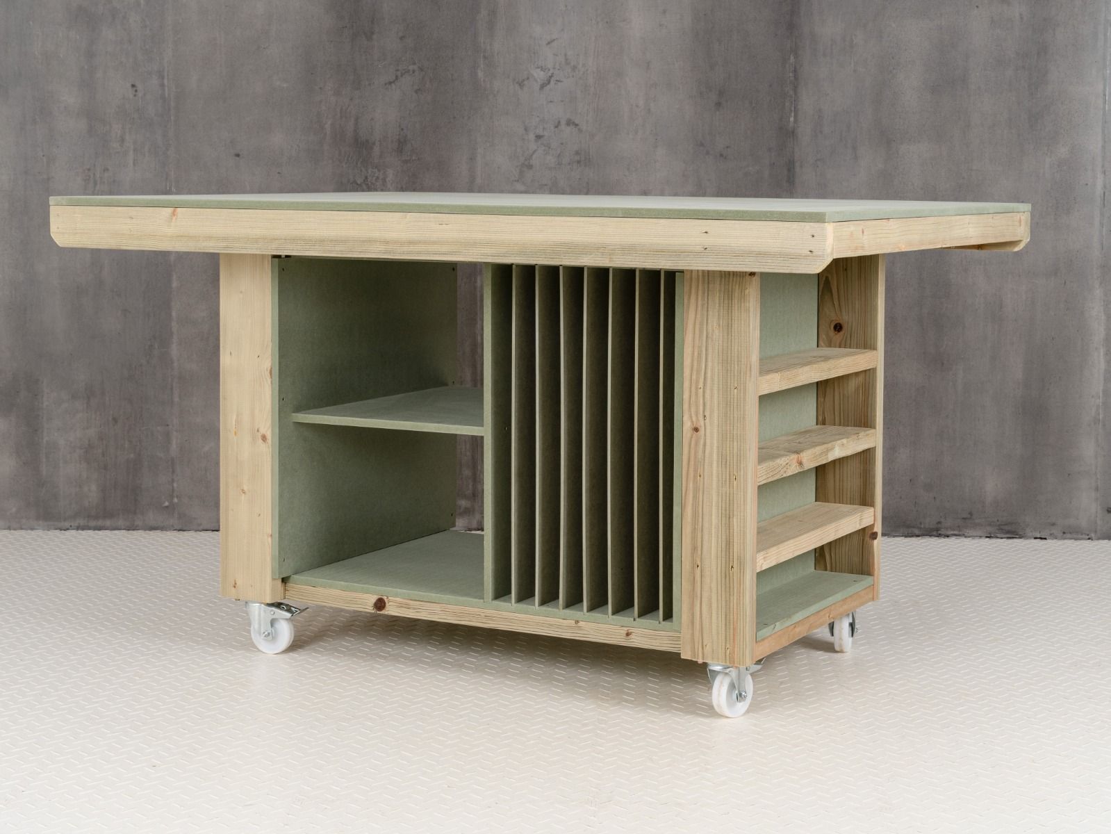 Art/craft table, project workbench with storage V.3.