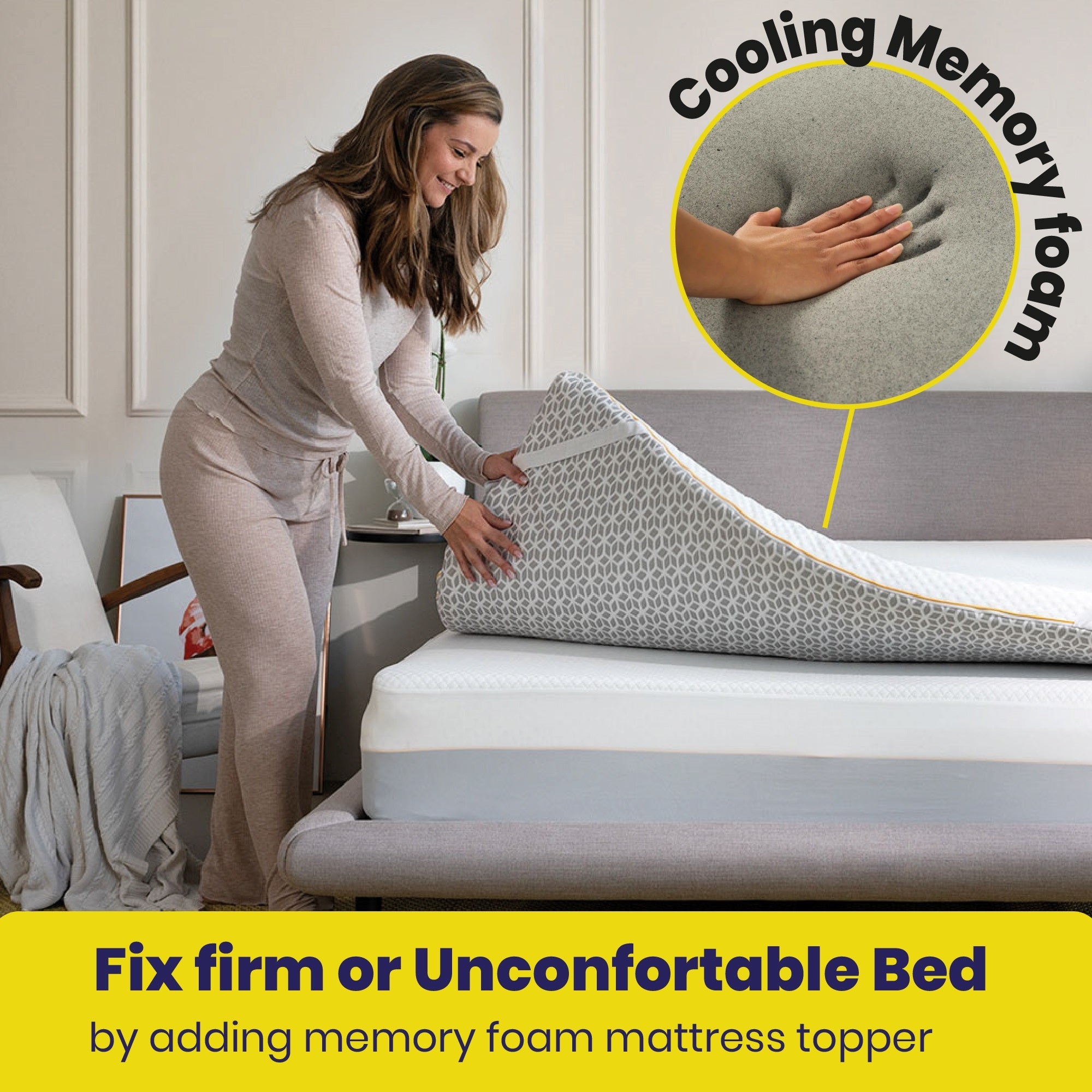 Brightr® Aurora Deluxe 2 in 1 Best Memory Foam mattress topper - Medium Firm