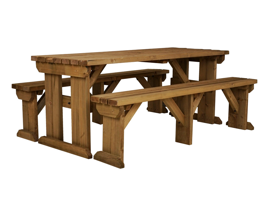Aspen Picnic Table and Benches Set - Rustic Finish