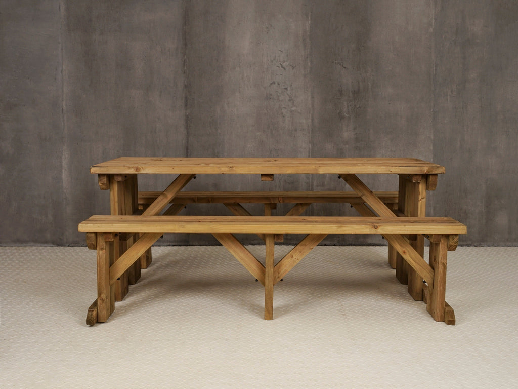 Aspen Picnic Table and Benches Set - Rustic Finish