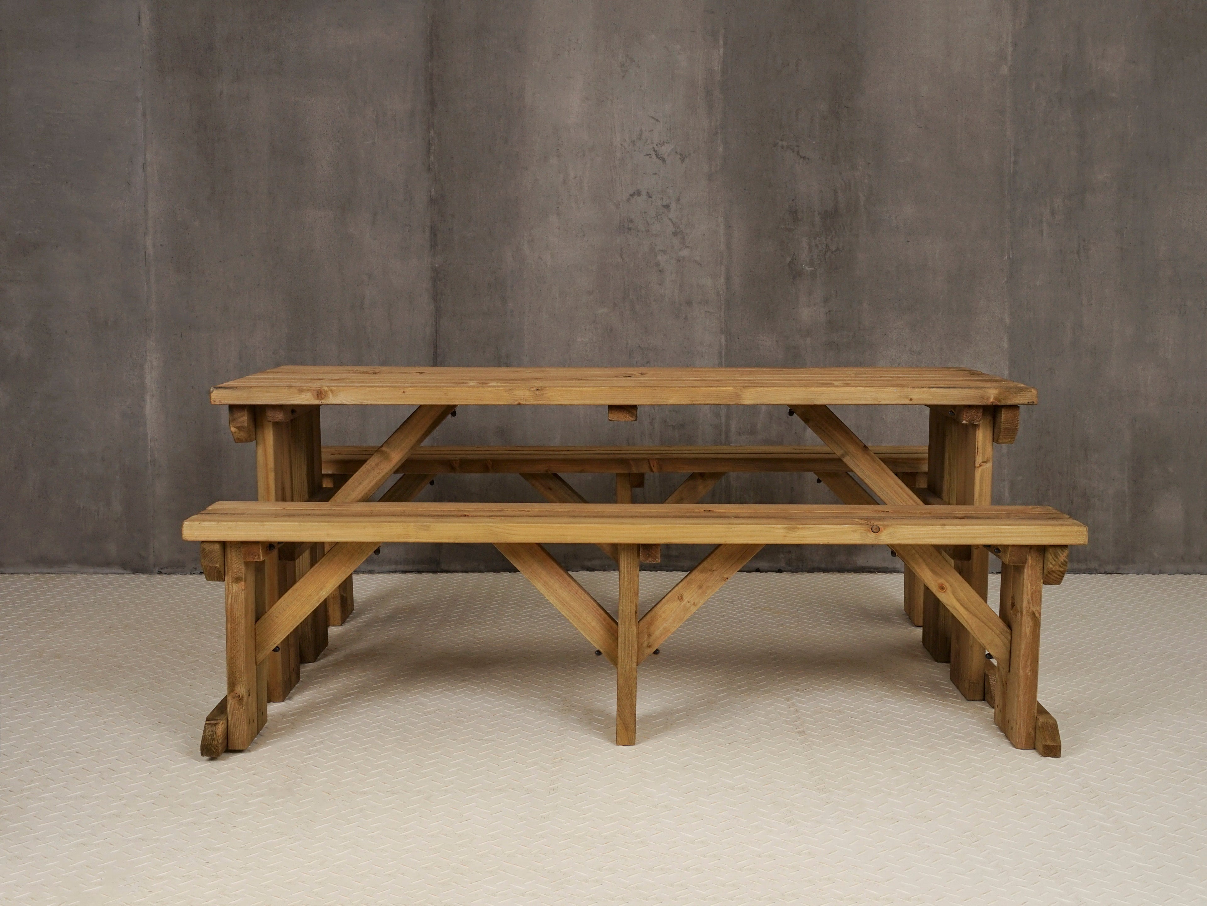 Aspen Picnic Table and Benches Set - Rustic Finish