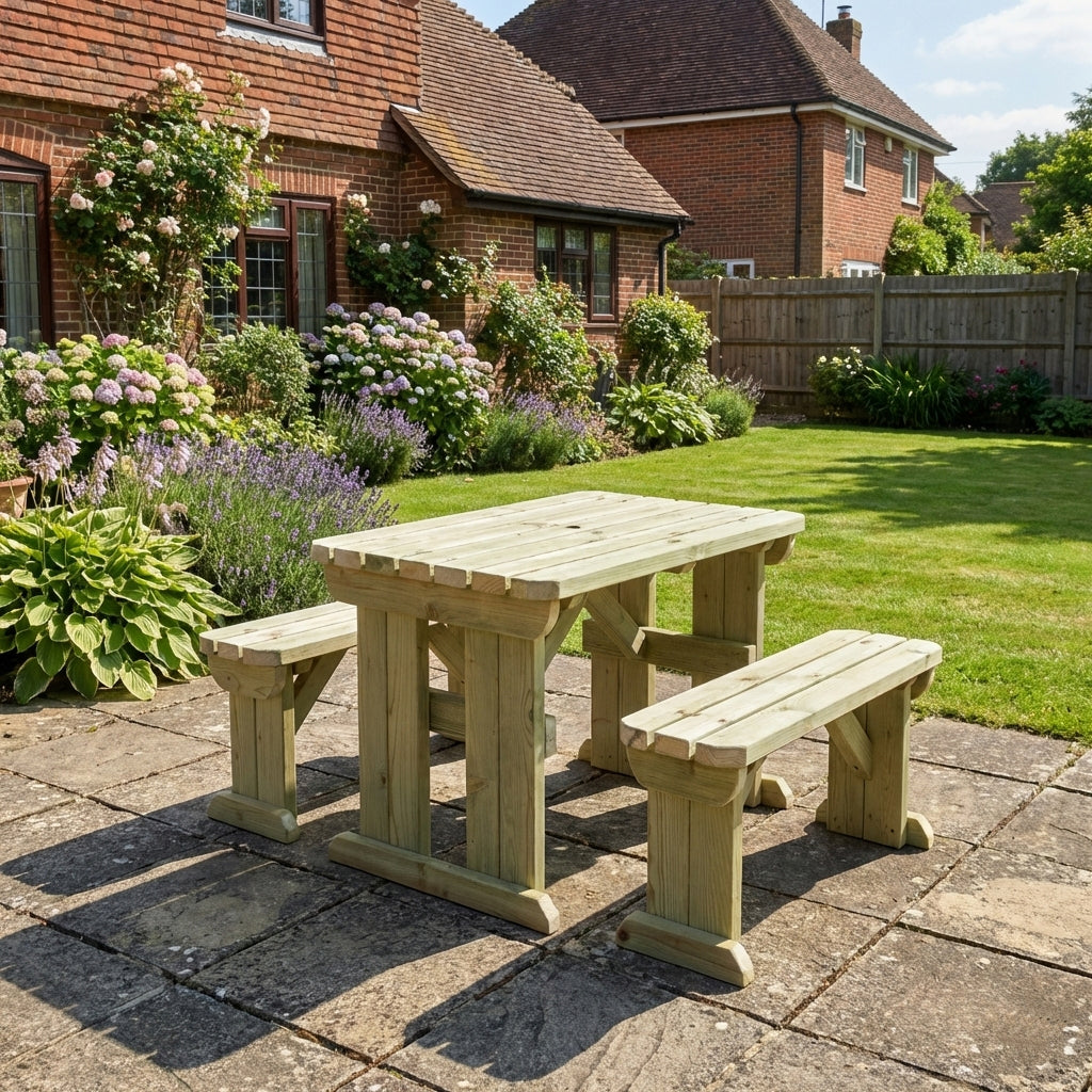 Aspen Rounded Picnic Table and Benches Set
