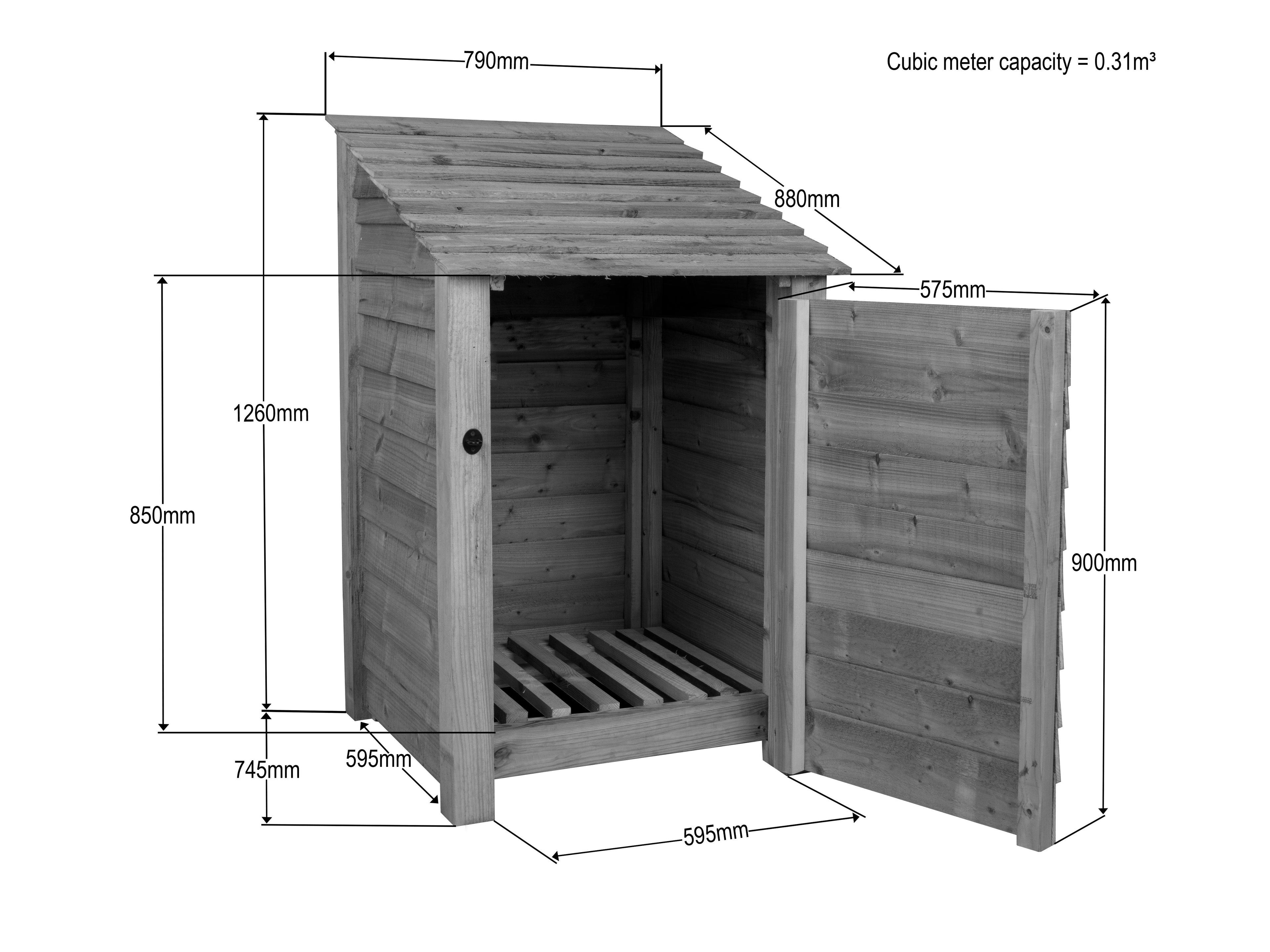 Wooden Garden Tool Storage W-79cm, H-126cm or 180cm, D-88cm - Brown Finish