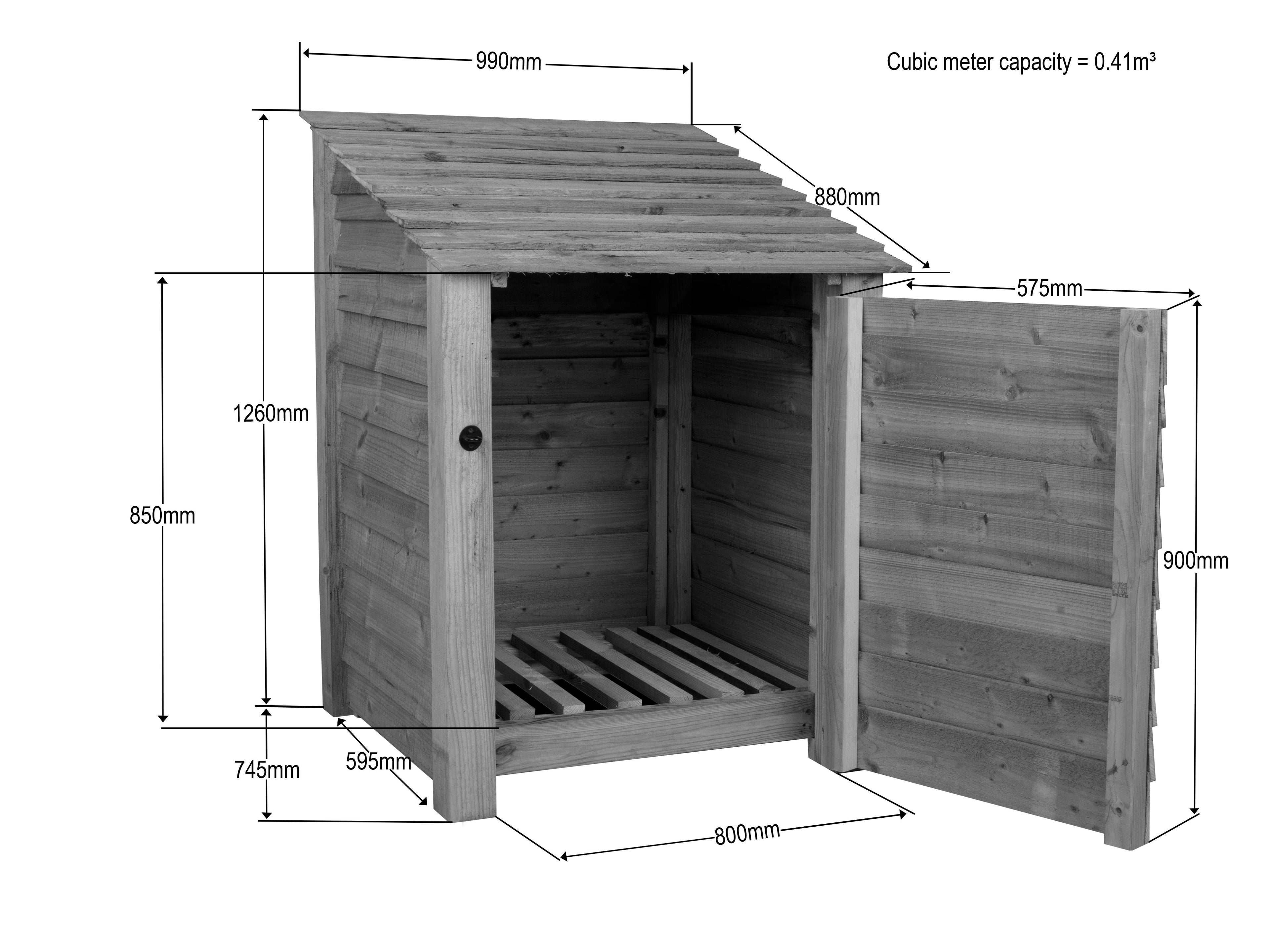 Wooden Garden Tool Storage W-99cm, H-126cm or 180cm, D-88cm - Brown Finish