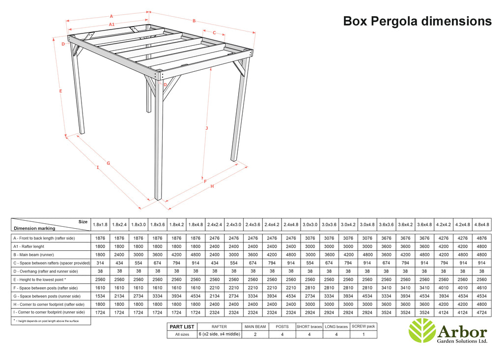 Box Wooden Garden Pergola Kit