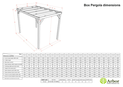 Box Wooden Garden Pergola Kit