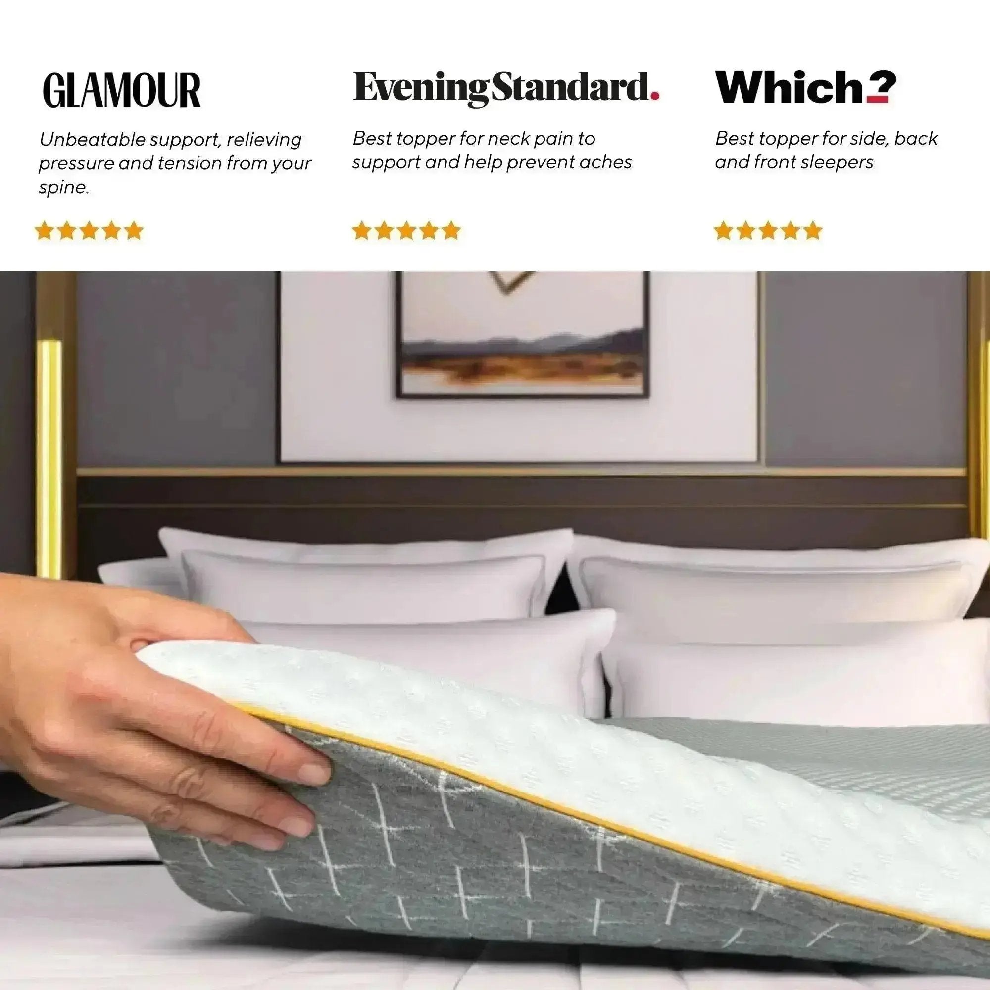 Brightr® Aurora Deluxe 2 in 1 Memory Foam mattress topper
