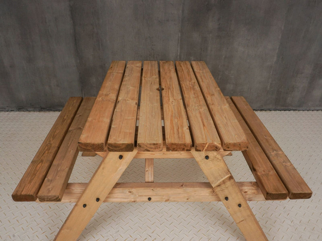 Classic Pub Style Picnic Bench and Table - Rustic Finish