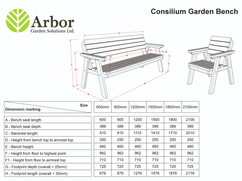 Consilium Garden Fence Bench With Backrest - Rustic Finish