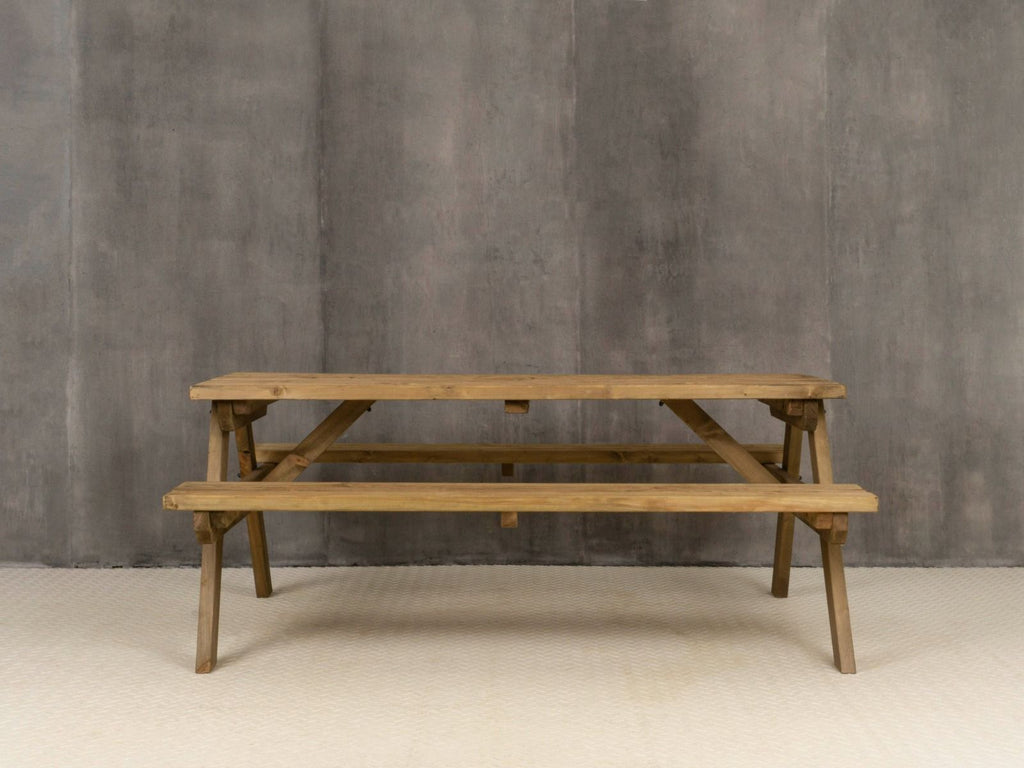 Fortem Pub Style Picnic Table and Benches Set - Rustic Finish