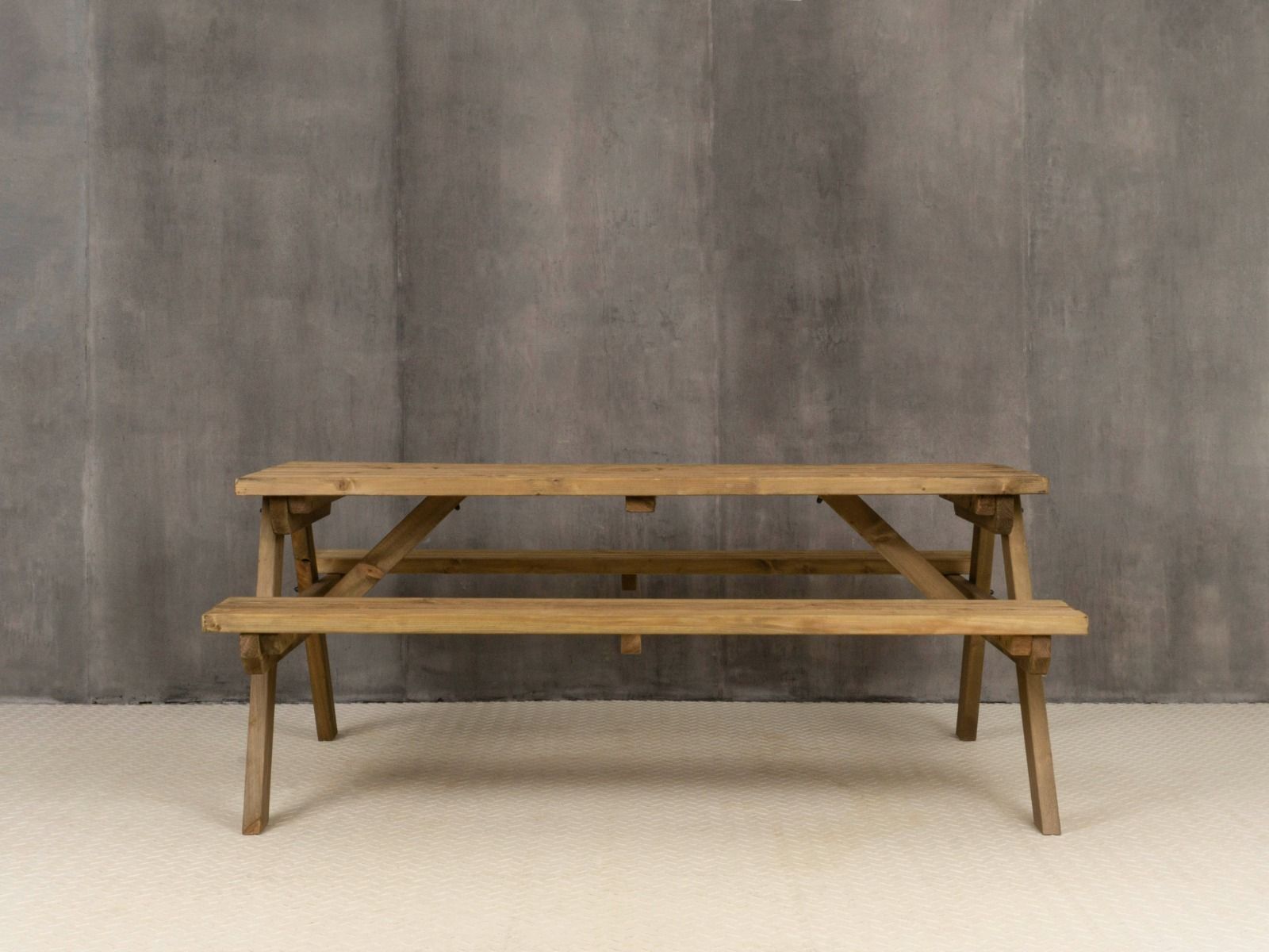 Fortem Pub Style Picnic Table and Benches Set - Rustic Finish
