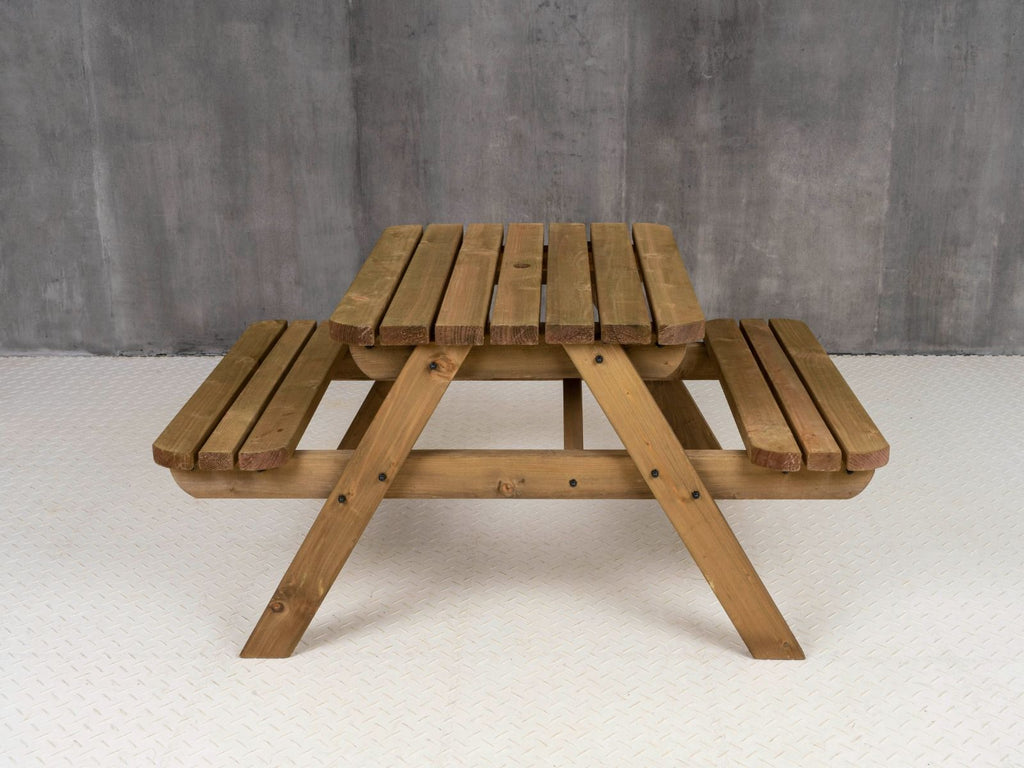 Fortem Rounded Pub Style Picnic Table Benches Set - Rustic Finish