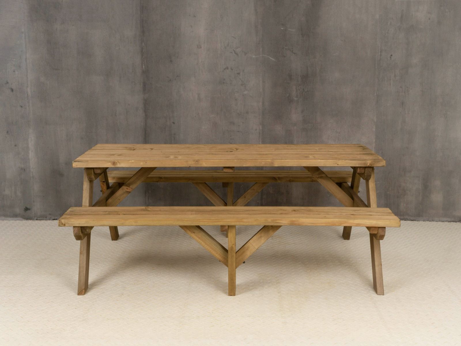 Fortem Rounded Pub Style Picnic Table Benches Set - Rustic Finish