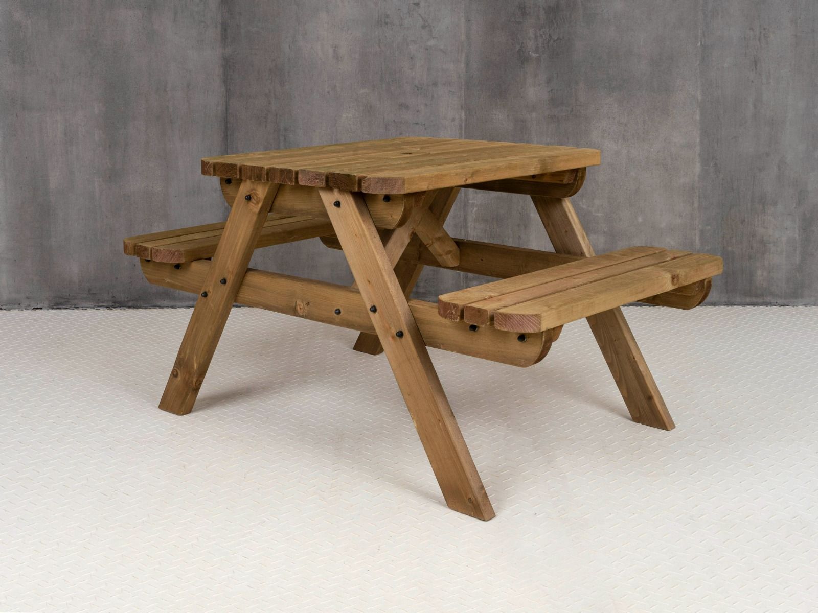 Fortem Rounded Pub Style Picnic Table Benches Set - Rustic Finish