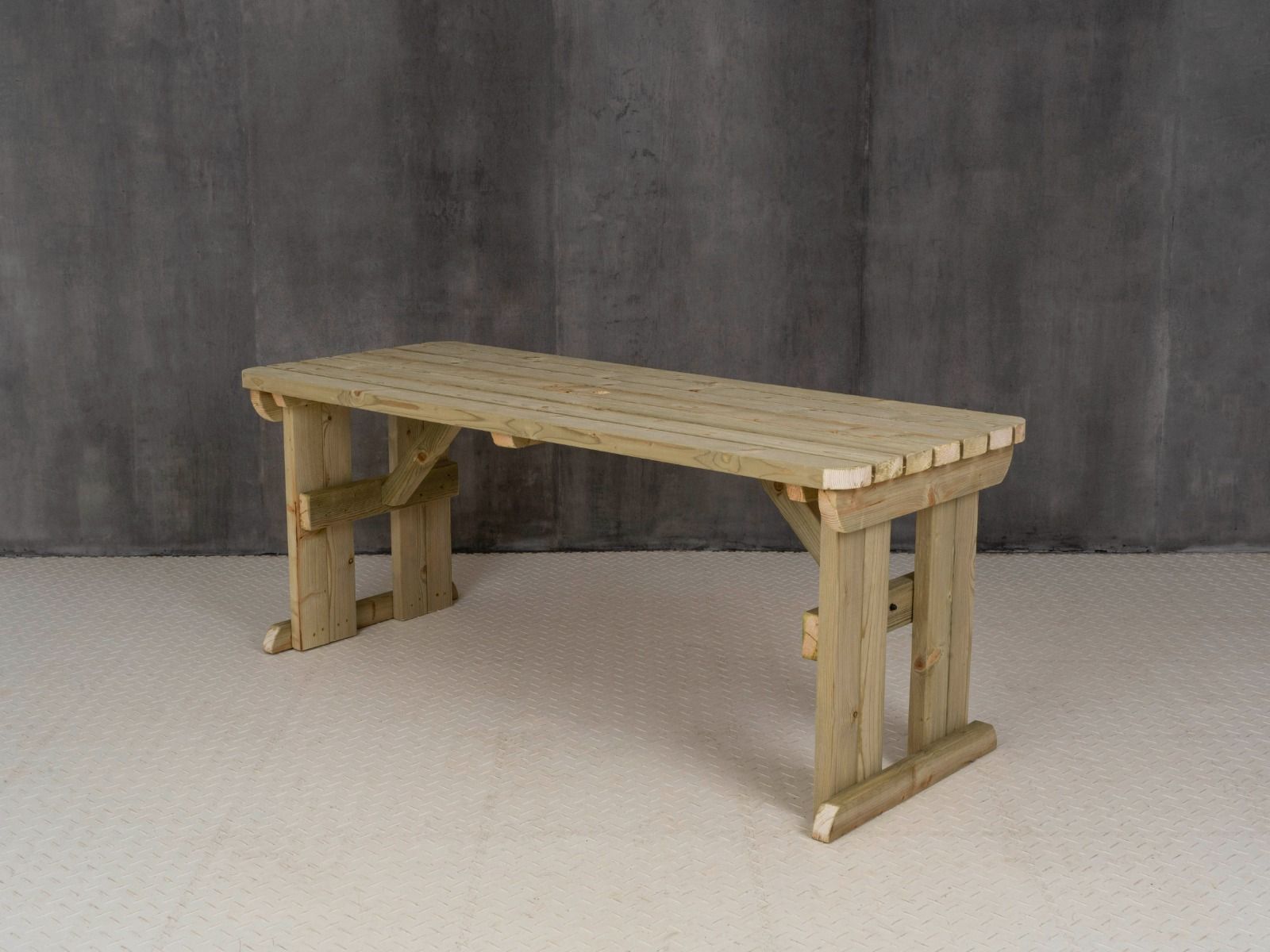 Hollies Rounded Wooden Garden Table, Outdoor Picnic Dining Desk