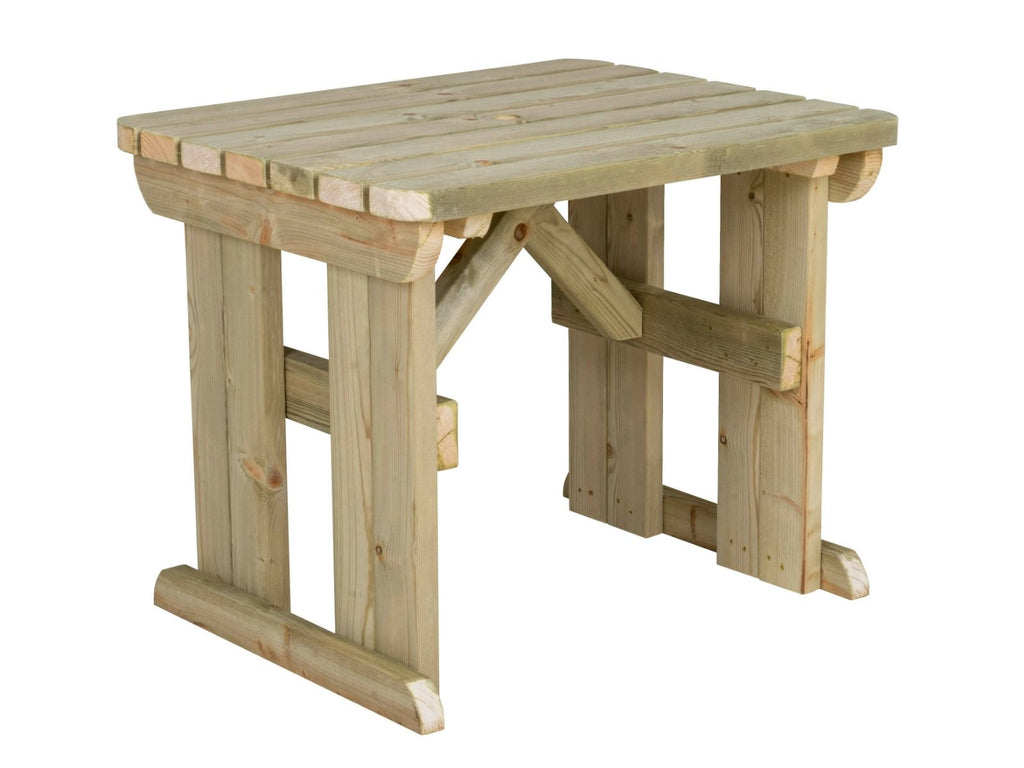 Hollies Rounded Wooden Garden Table, Outdoor Picnic Dining Desk