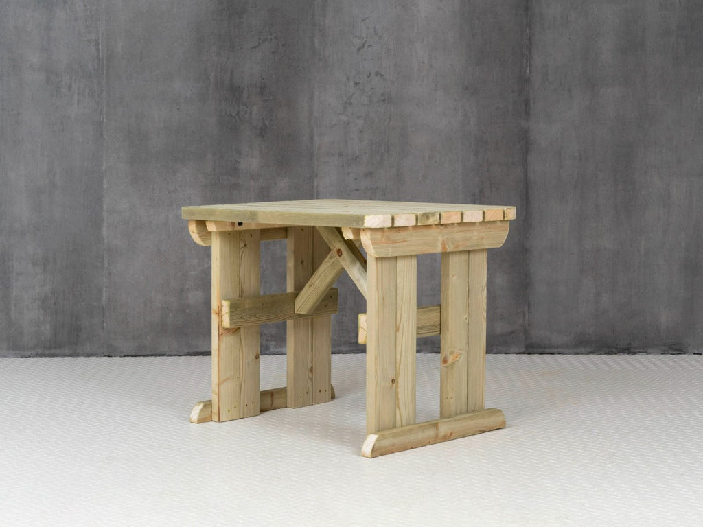 Hollies Rounded Wooden Garden Table, Outdoor Picnic Dining Desk