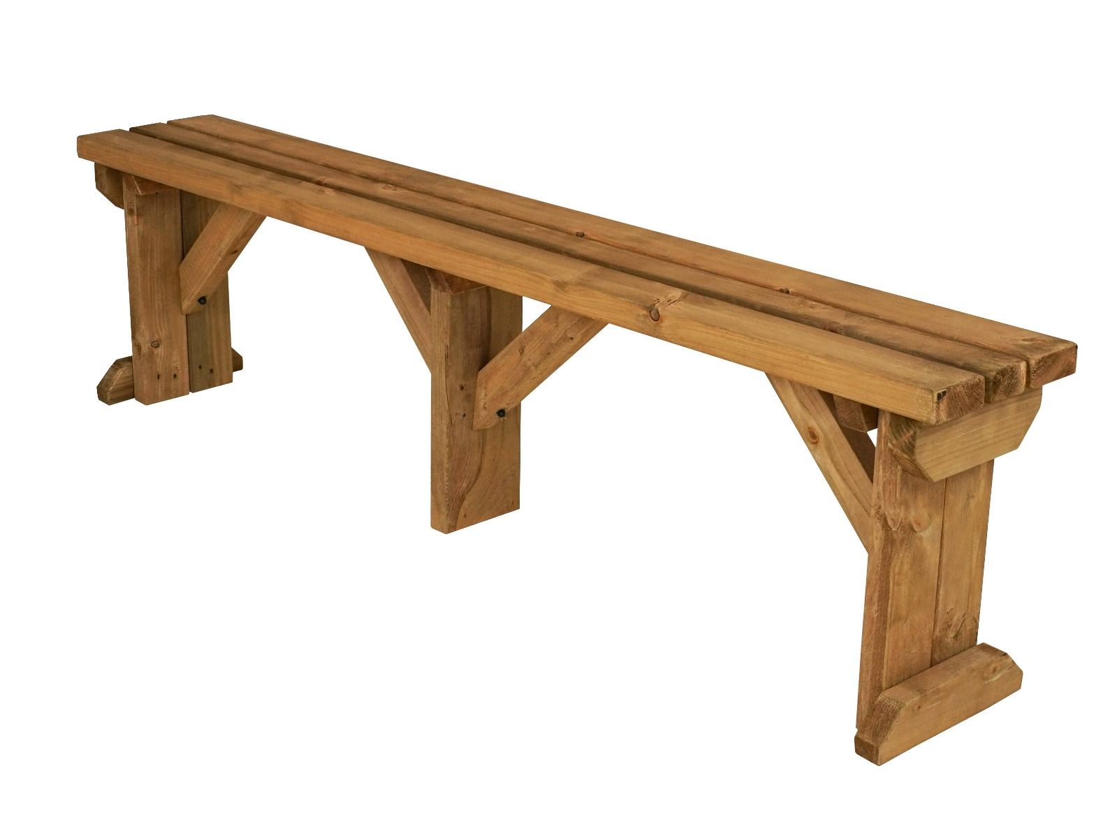 Hollies Wooden Garden Bench, Outdoor Fence Seat - Rustic Finish