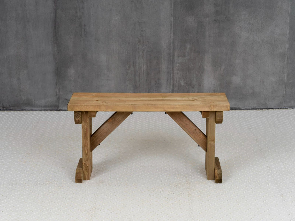Hollies Wooden Garden Bench, Outdoor Fence Seat - Rustic Finish