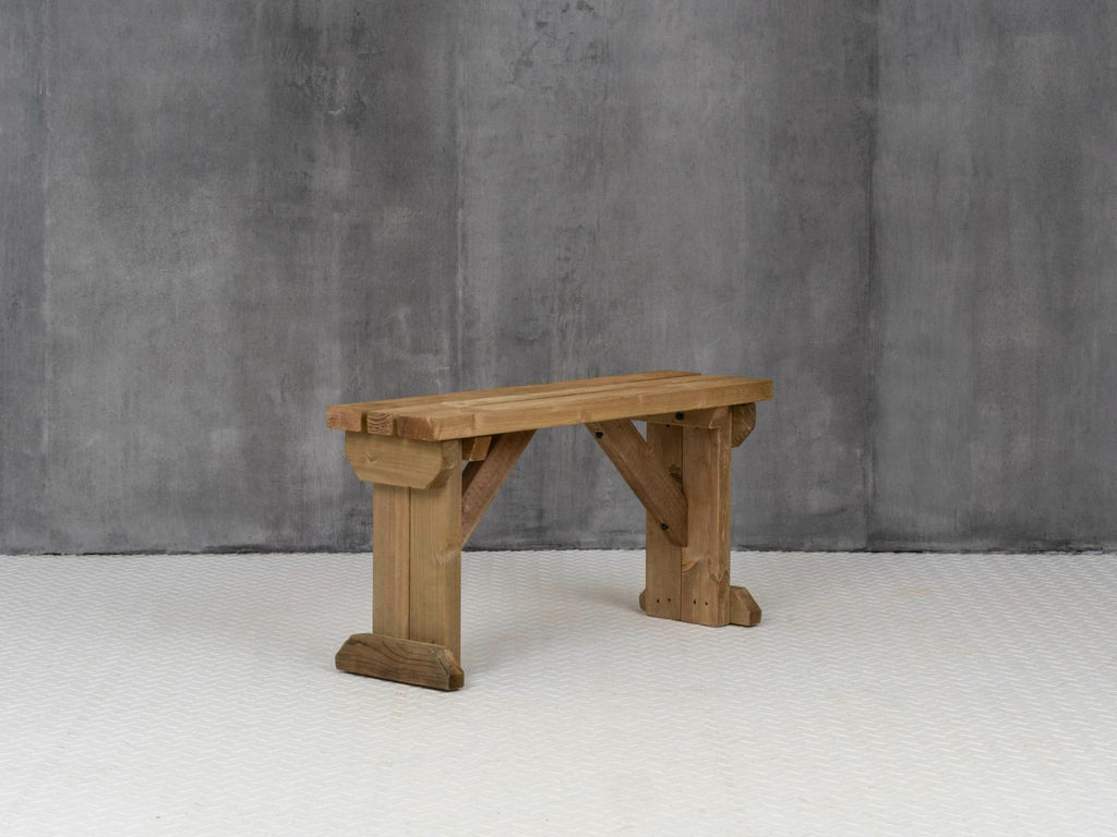 Hollies Wooden Garden Bench, Outdoor Fence Seat - Rustic Finish