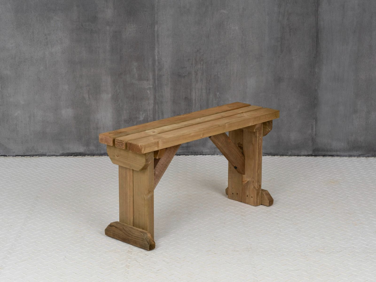 Hollies Wooden Garden Bench, Outdoor Fence Seat - Rustic Finish