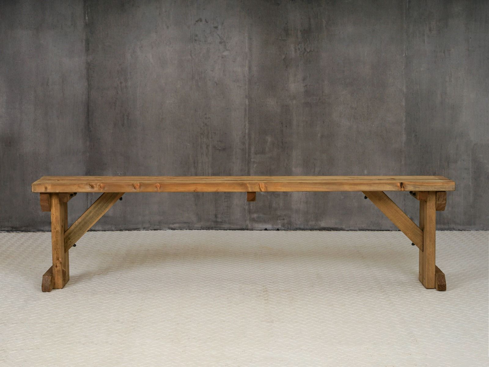Hollies Wooden Garden Bench, Outdoor Fence Seat - Rustic Finish