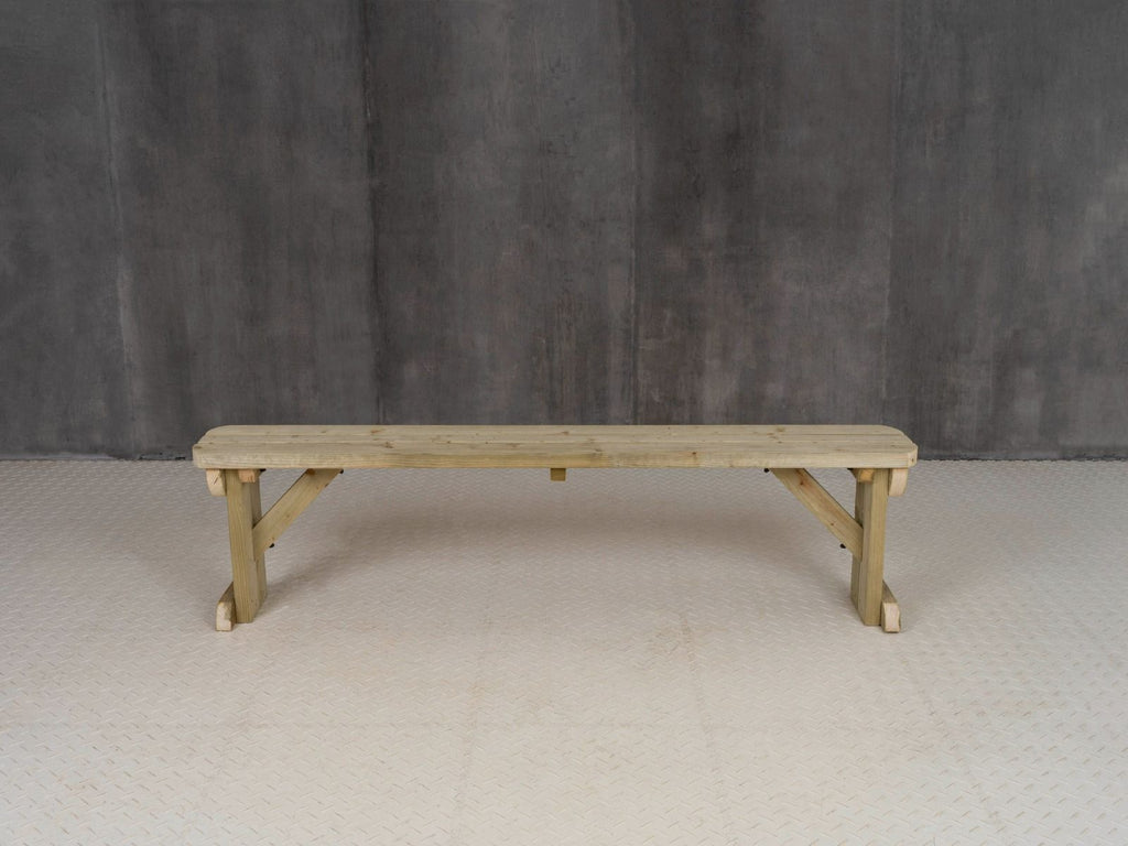 Hollies Wooden Garden Rounded Bench, Outdoor Fence Seat