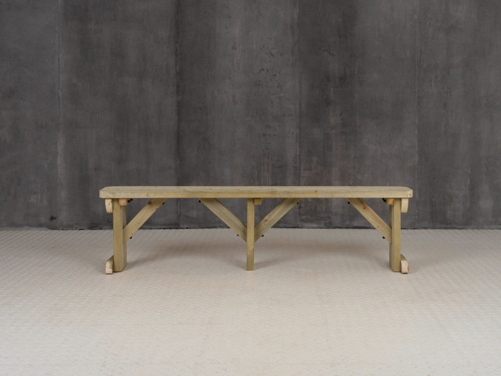 Hollies Wooden Garden Rounded Bench, Outdoor Fence Seat