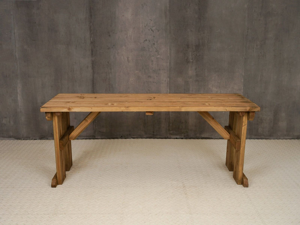 Hollies Wooden Garden Table, Outdoor Picnic Dining Desk - Rustic Finish