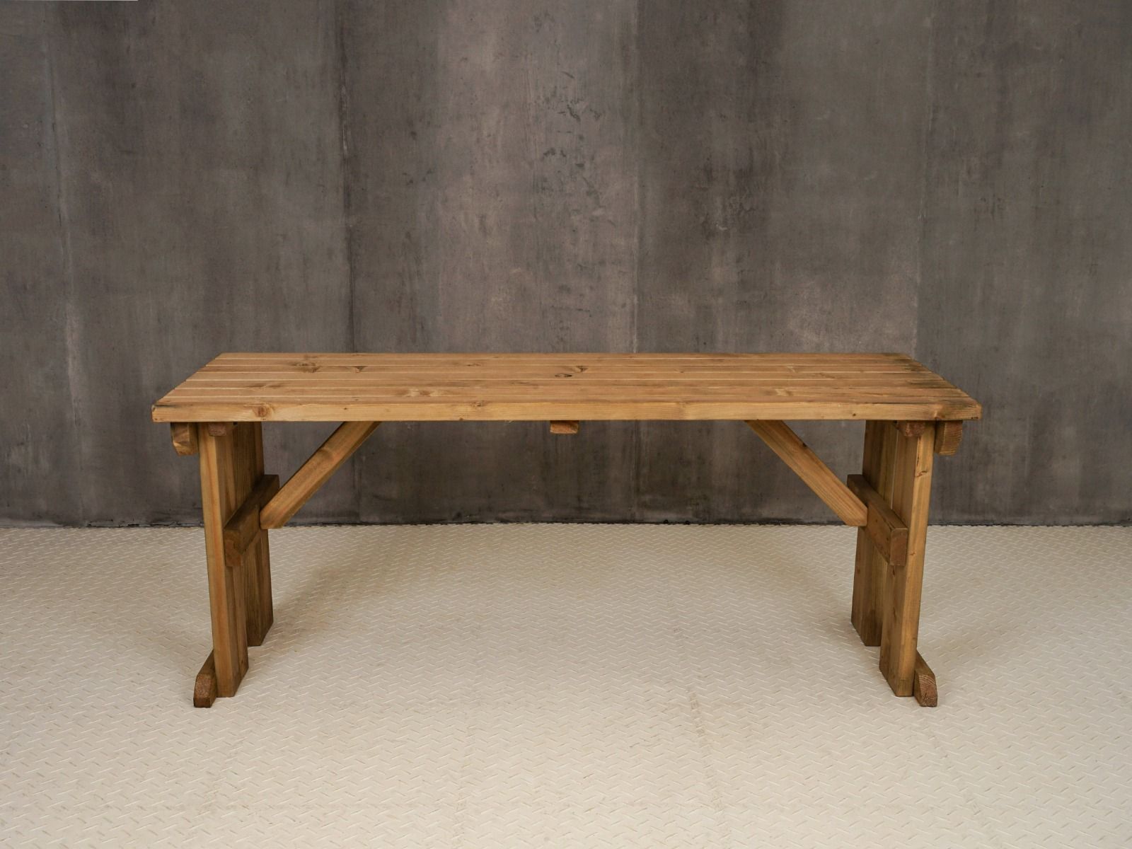 Hollies Wooden Garden Table, Outdoor Picnic Dining Desk - Rustic Finish