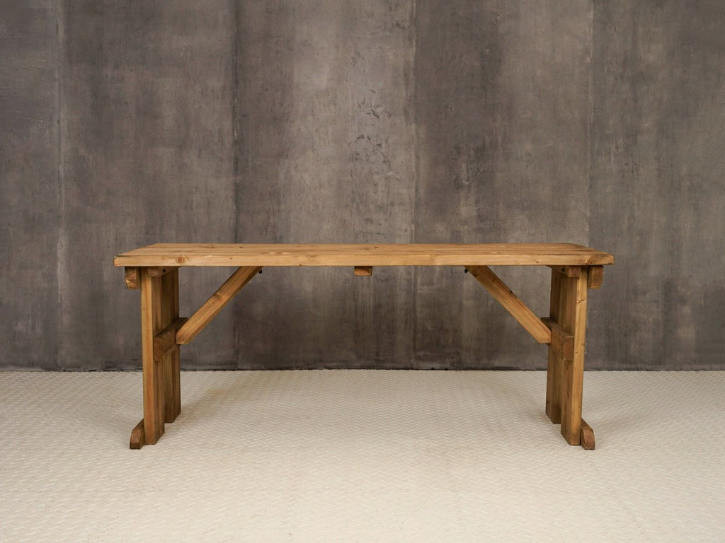 Hollies Wooden Garden Table, Outdoor Picnic Dining Desk - Rustic Finish