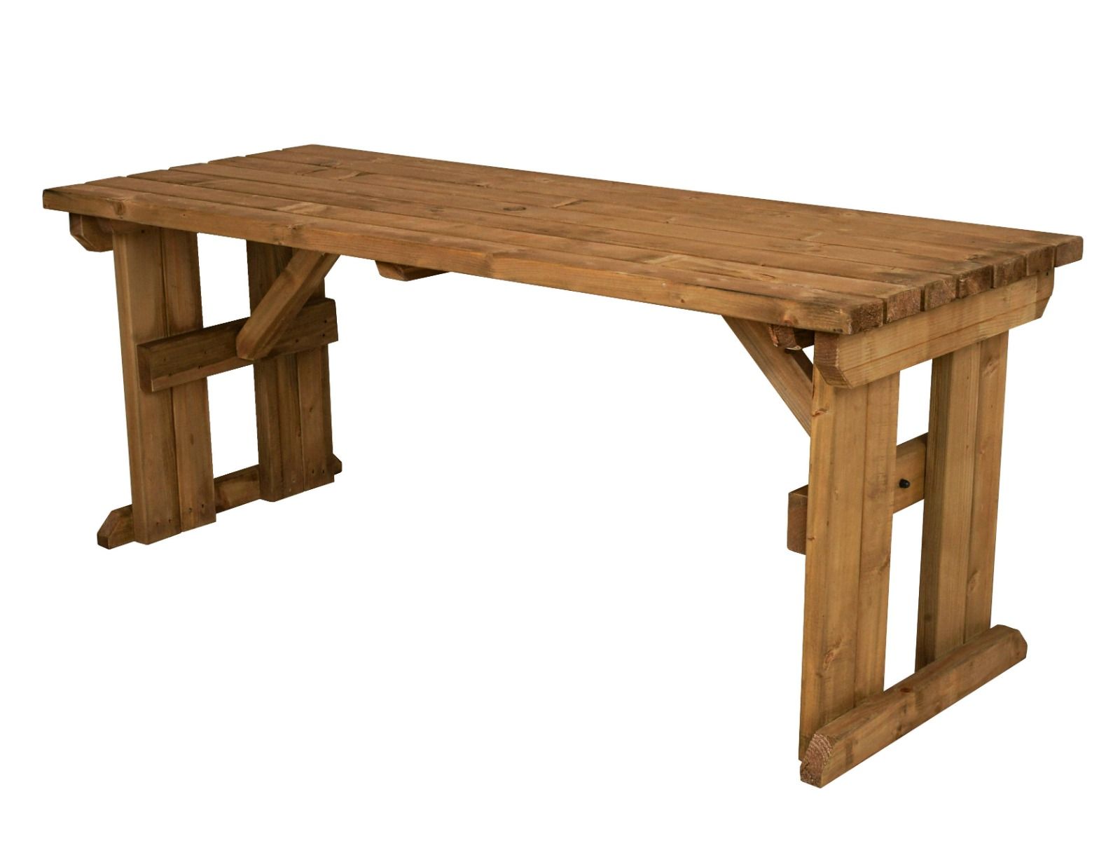 Hollies Wooden Garden Table, Outdoor Picnic Dining Desk - Rustic Finish